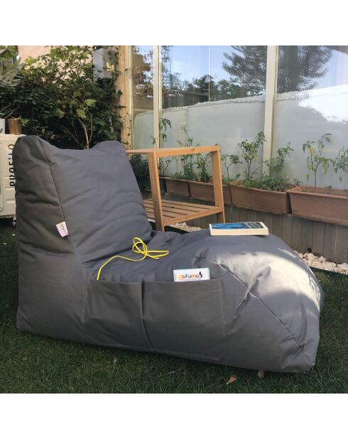 Pouf extérieur Daybed gris - 60x75x110 cm