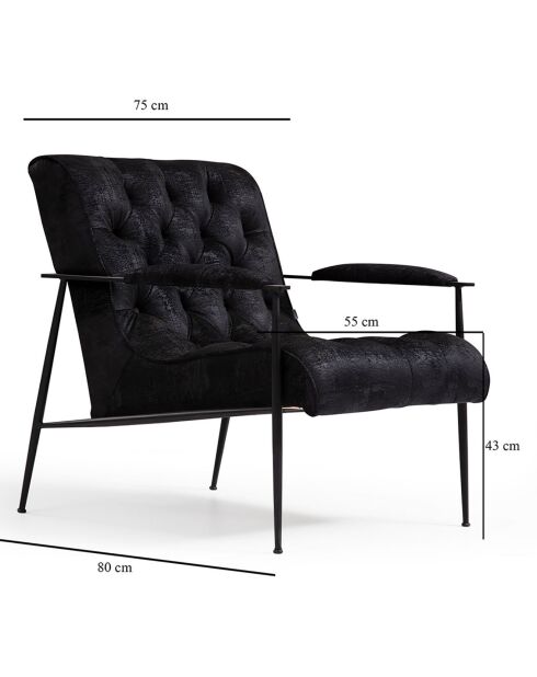 Fauteuil Matilda noir - 75x80x85 cm