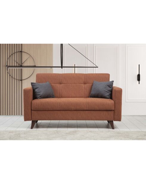 Canapé 2 places convertible Polya rouge tuile - 151x86x75 cm