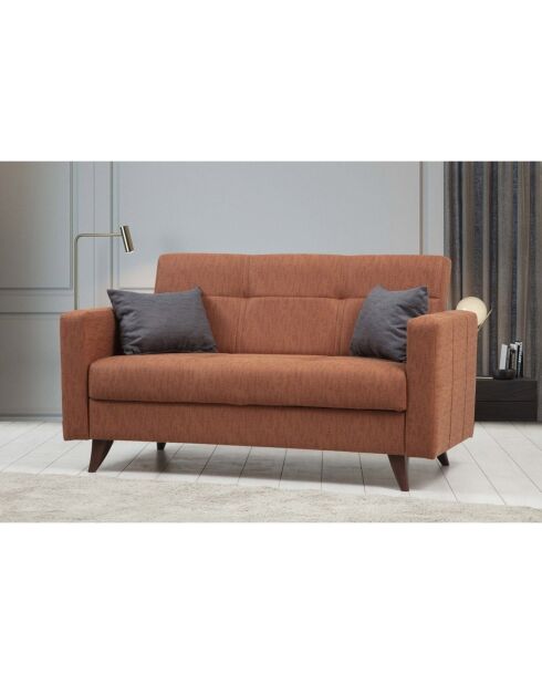 Canapé 2 places convertible Polya rouge tuile - 151x86x75 cm