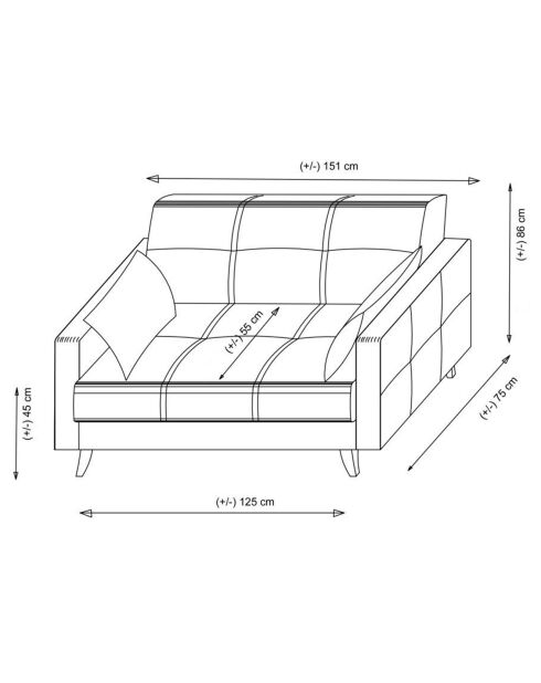 Canapé 2 places convertible Polya rouge tuile - 151x86x75 cm