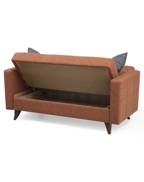 Canapé 2 places convertible Polya rouge tuile - 151x86x75 cm