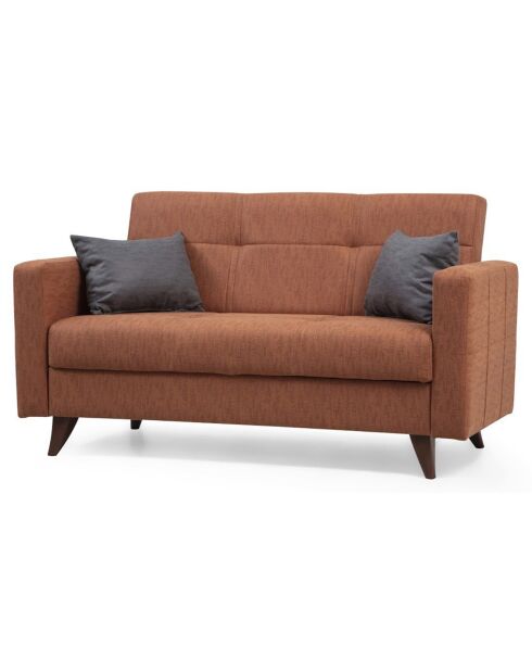 Canapé 2 places convertible Polya rouge tuile - 151x86x75 cm