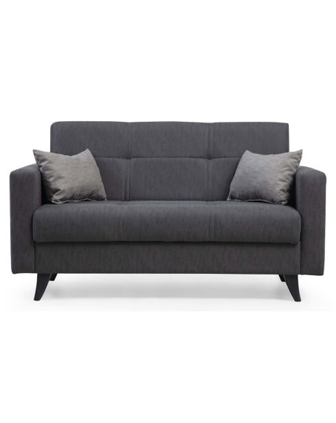 Canapé 2 places convertible Polya gris foncé - 151x86x75 cm