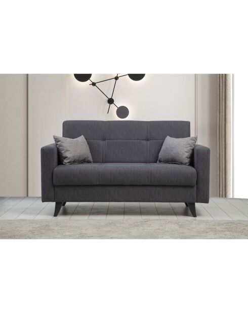 Canapé 2 places convertible Polya gris foncé - 151x86x75 cm