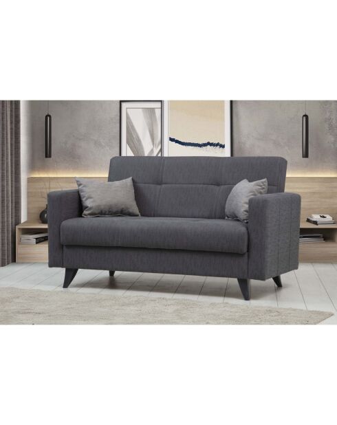 Canapé 2 places convertible Polya gris foncé - 151x86x75 cm