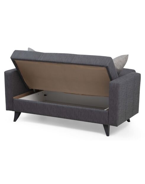 Canapé 2 places convertible Polya gris foncé - 151x86x75 cm