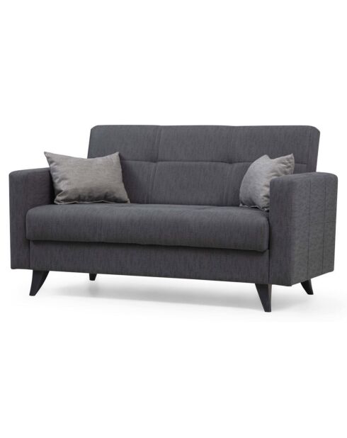 Canapé 2 places convertible Polya gris foncé - 151x86x75 cm