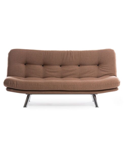 Canapé 3 places convertible Misa marron clair - 52x175x40 cm