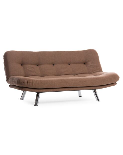 Canapé 3 places convertible Misa marron clair - 52x175x40 cm