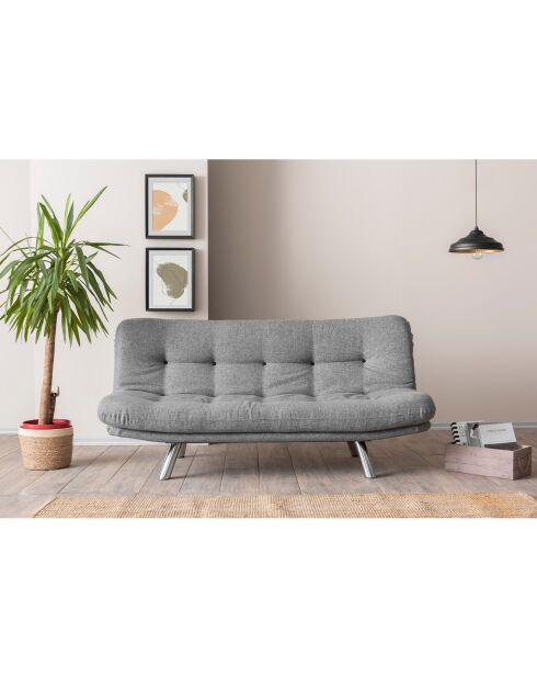 Canapé 3 places convertible Misa gris clair - 52x175x40 cm
