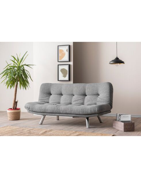 Canapé 3 places convertible Misa gris clair - 52x175x40 cm