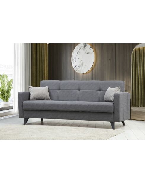 Canapé 3 places convertible Polya gris foncé - 205x86x75 cm