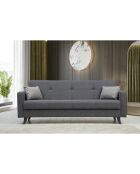 Canapé 3 places convertible Polya gris foncé - 205x86x75 cm