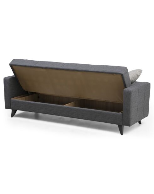 Canapé 3 places convertible Polya gris foncé - 205x86x75 cm