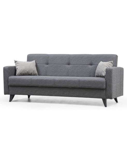 Canapé 3 places convertible Polya gris foncé - 205x86x75 cm