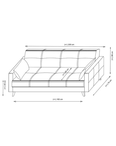 Canapé 3 places convertible Polya rouge tuile - 205x86x75 cm