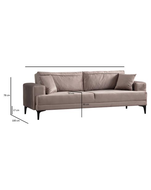 Canapé 3 places Astana beige - 100x78x234 cm