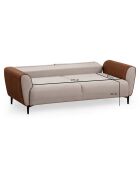 Canapé 3 places convertible Aren beige/cannelle - 215x85x85 cm