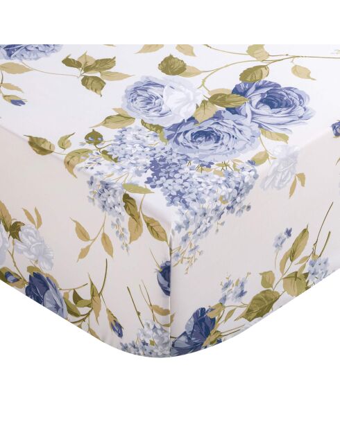 Drap housse percale de coton Giulietta bleu