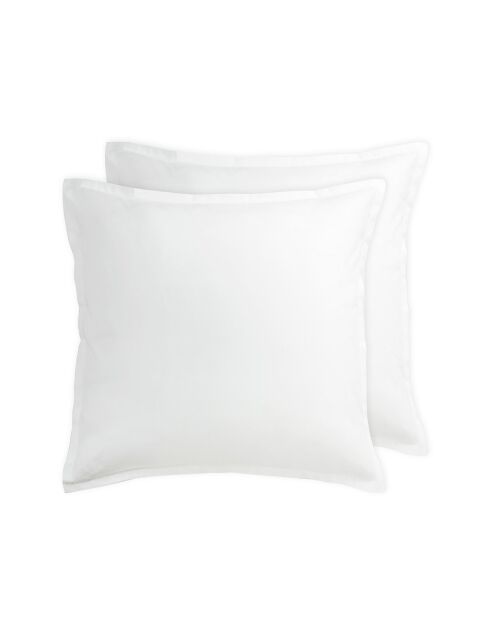 2 Taies d'oreiller en coton Aurora blanches- - 63x63 cm