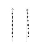 Boucles d'oreilles en Argent rhodié, Spinelle noire & Perles naturelles