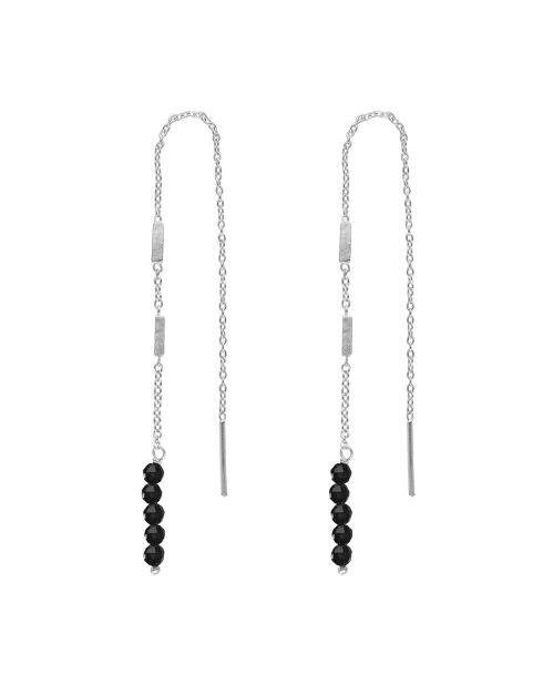 Boucles d'oreilles en Argent rhodié & Spinelle noire