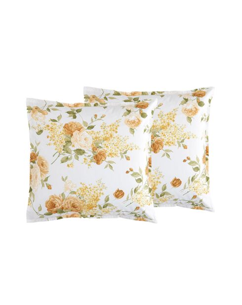 2 Taies d'oreiller percale de coton Giulietta jaunes- - 63x63 cm
