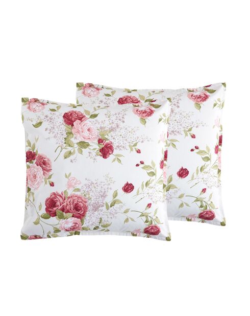2 Taies d'oreiller percale de coton Giulietta rouges- - 63x63 cm