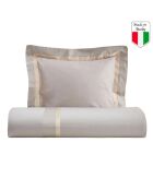 Juego de funda nórdica William de satén y algodón beige