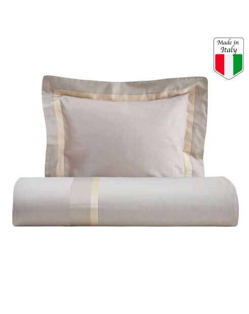 Juego de funda nórdica William de satén y algodón beige