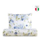 Parure housse de couette percale de coton Giulietta bleue