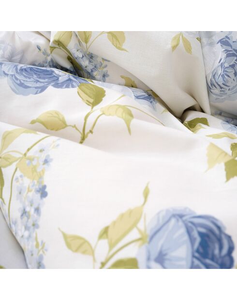 Parure housse de couette percale de coton Giulietta bleue