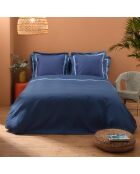 William Bettbezug-Set aus Baumwolle und Satin in Blau