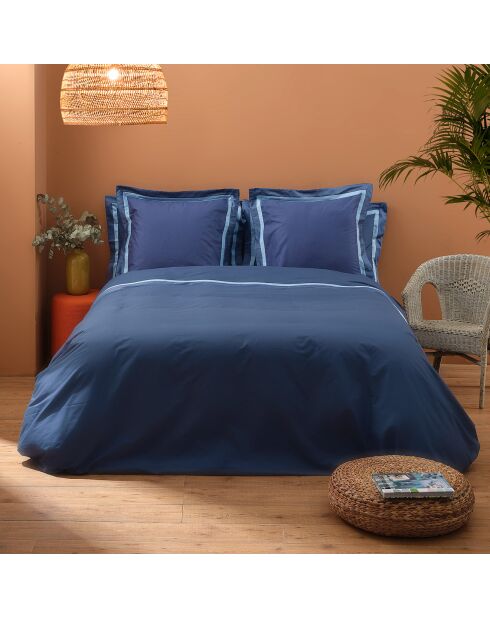William Bettbezug-Set aus Baumwolle und Satin in Blau