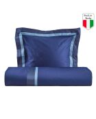 William Bettbezug-Set aus Baumwolle und Satin in Blau