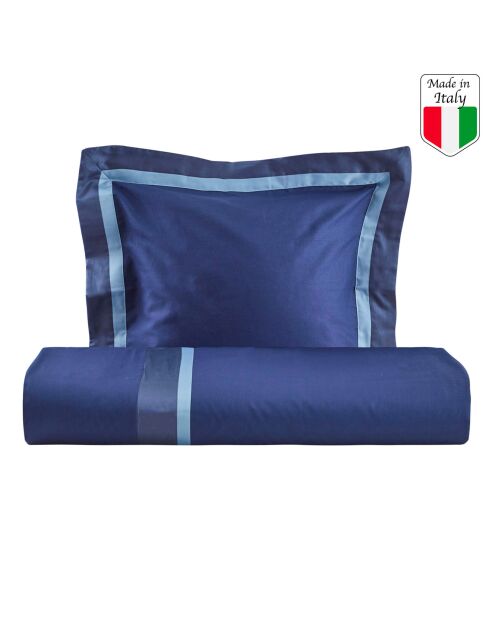 William Bettbezug-Set aus Baumwolle und Satin in Blau