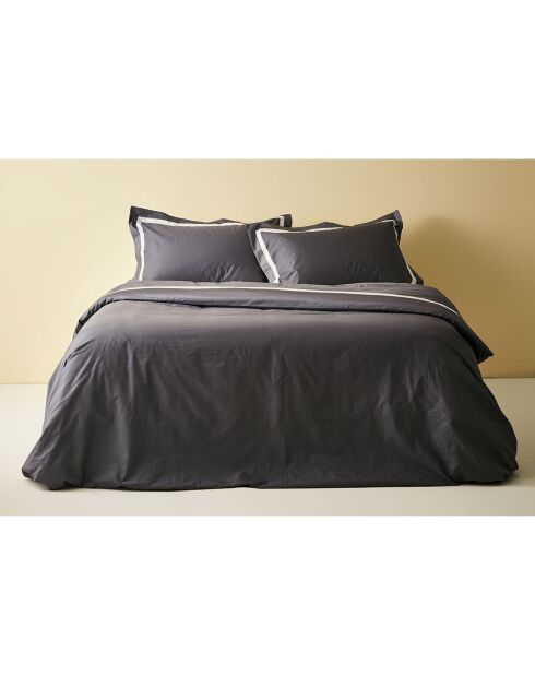 William Bettbezug-Set aus Baumwolle und Satin, grau