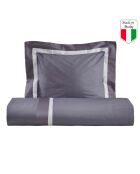William Bettbezug-Set aus Baumwolle und Satin, grau