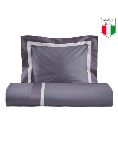 William Bettbezug-Set aus Baumwolle und Satin, grau