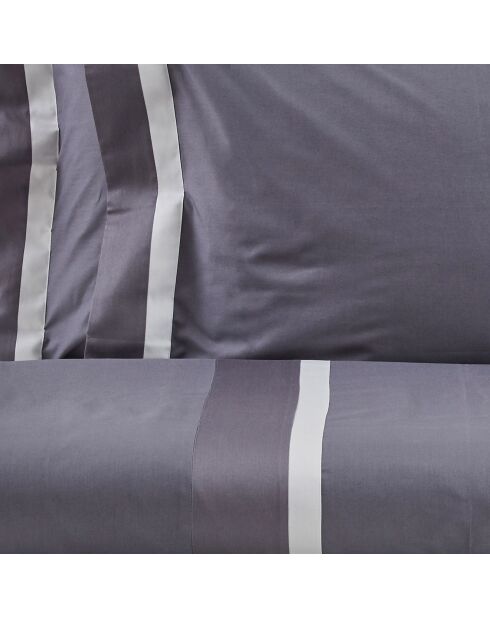 William Bettbezug-Set aus Baumwolle und Satin, grau