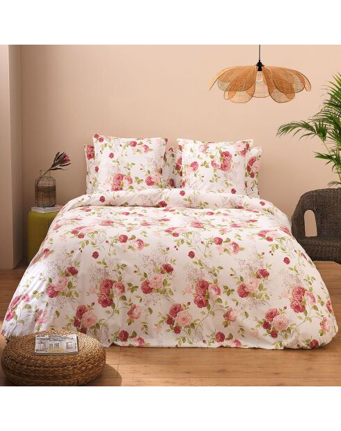 Parure housse de couette percale de coton Giulietta rouge