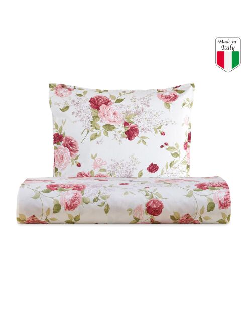 Parure housse de couette percale de coton Giulietta rouge