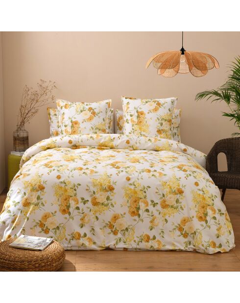 Parure housse de couette percale de coton Giulietta jaune