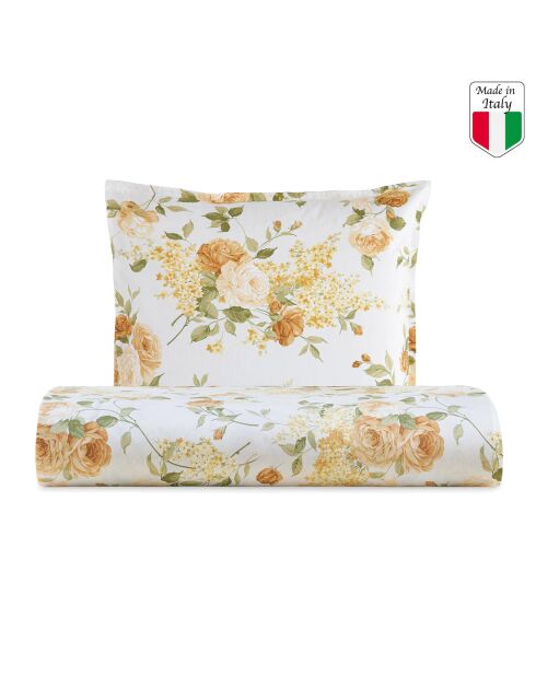 Parure housse de couette percale de coton Giulietta jaune