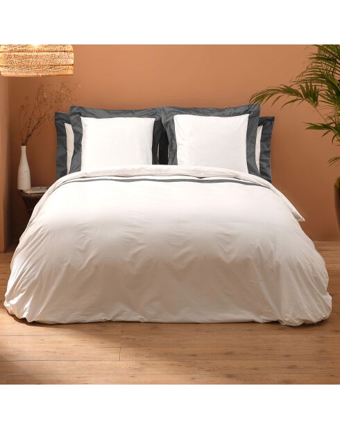 Bettbezug-Set Sharon aus Baumwolle und Satin, grau