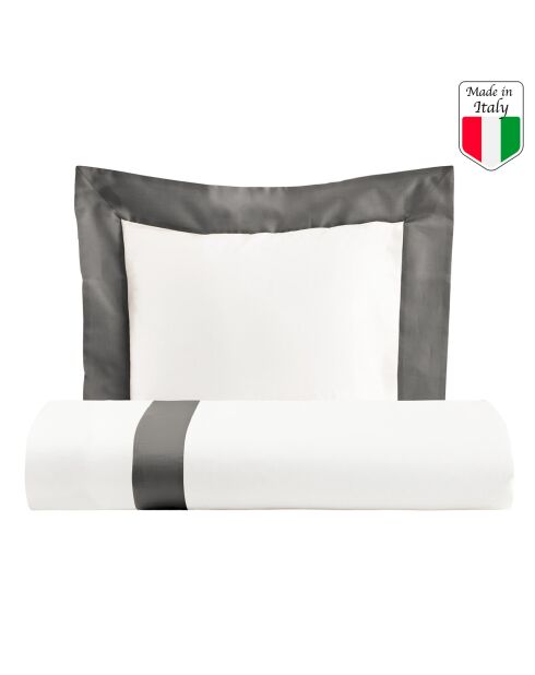 Bettbezug-Set Sharon aus Baumwolle und Satin, grau