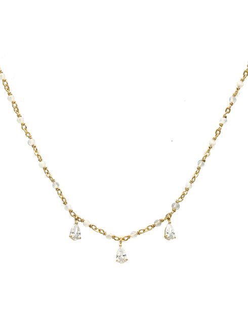 Collier en Argent doré & Pierre de Lune