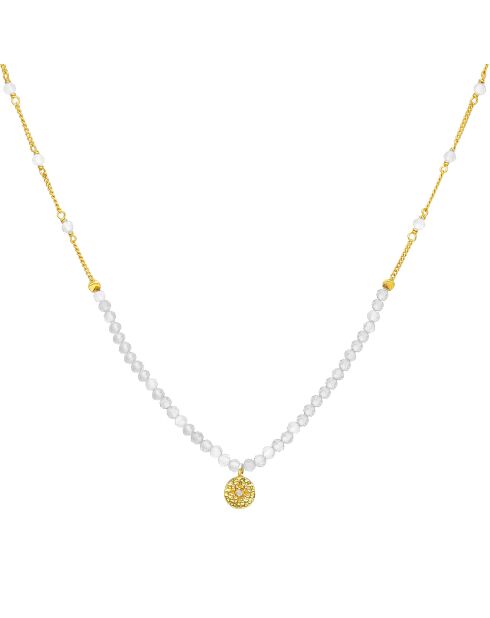 Collier en Argent doré & Pierre de Lune