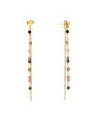 Boucles d'oreilles en Argent doré, Perles naturelles & Tourmaline